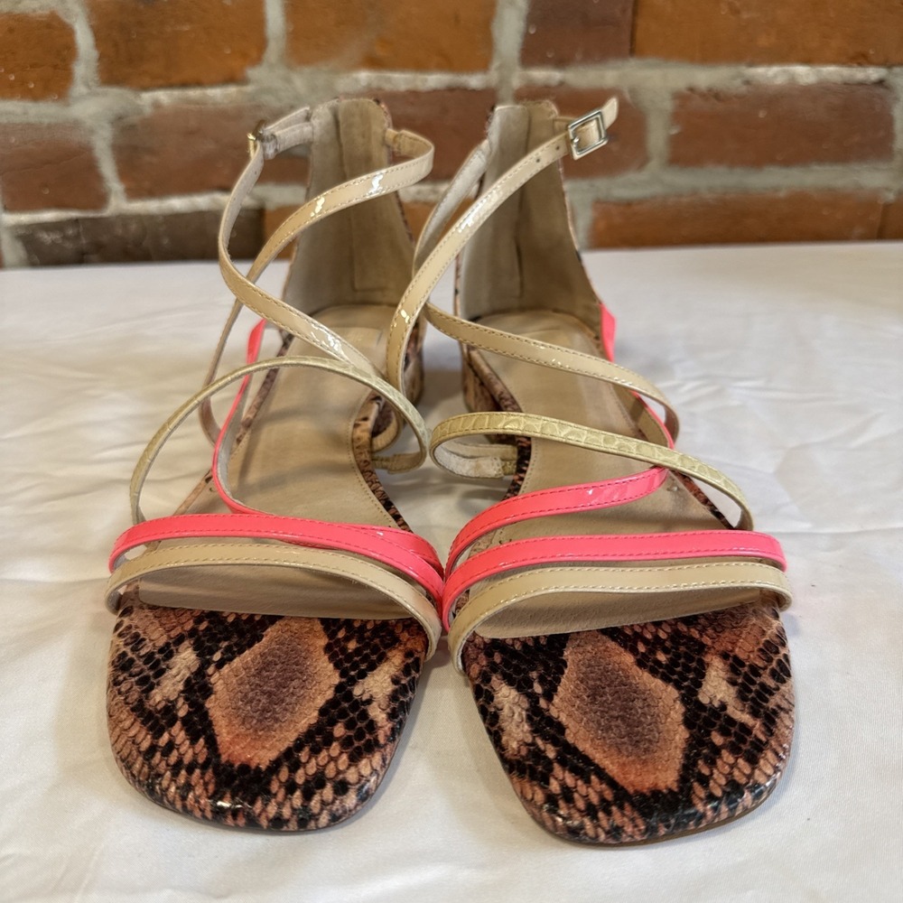 Louise et Cie Eleri Criscross Strap Sandals in Snake Print  Sz 10 Flat Strapy